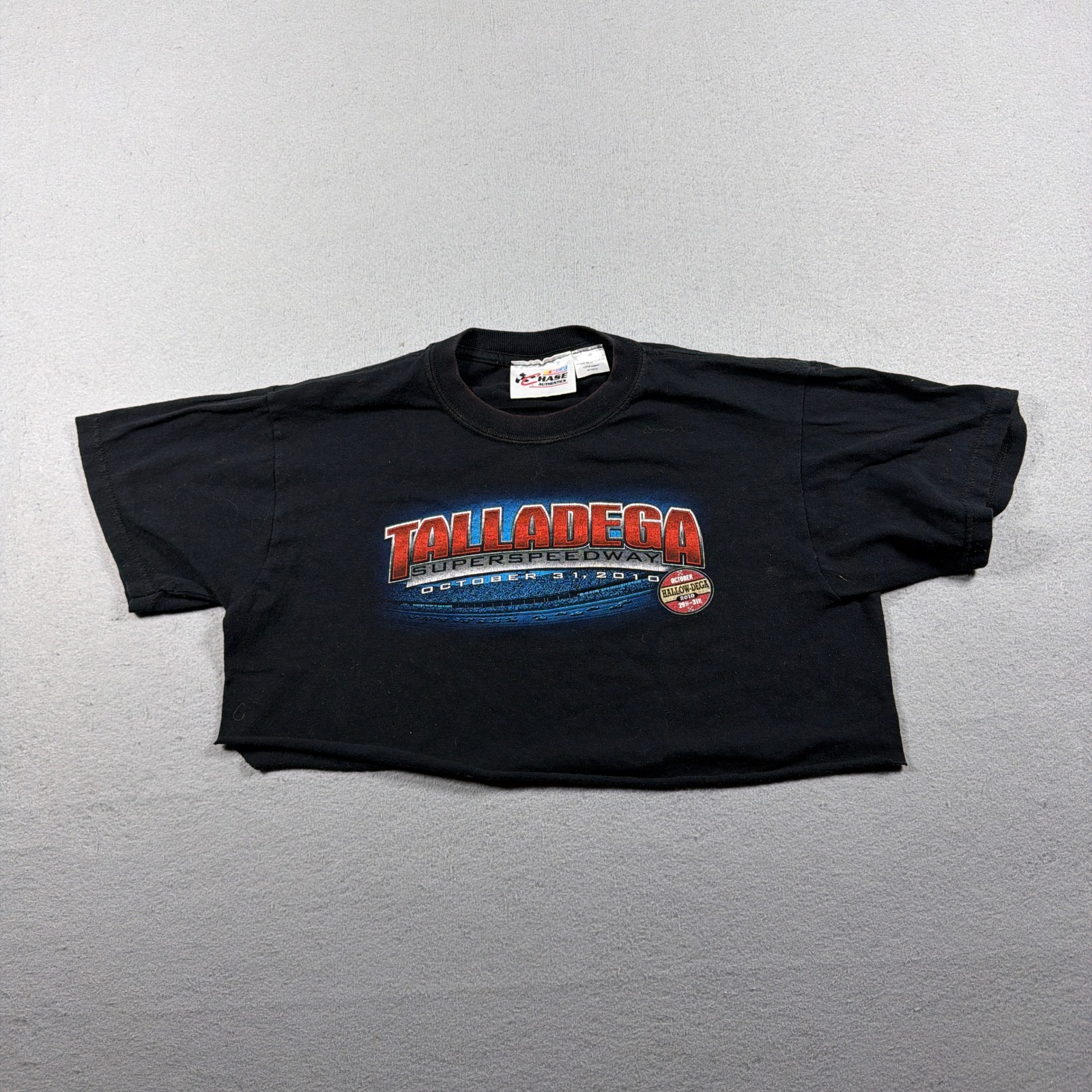 Chase Authentics Talladega Nascar Shirt Women L Cropped Boxy Black Streetwear